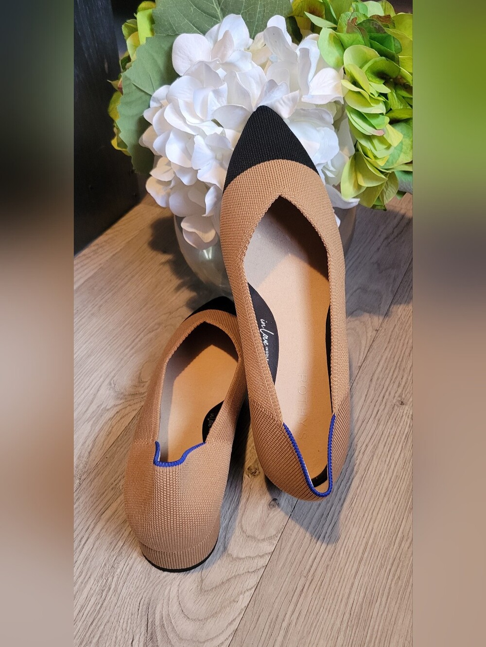 Rothy's The High Point Wren Beige & Black Cap-Toe Heel, Women's US 8.5 EU 38.5 - Picture 2 of 16